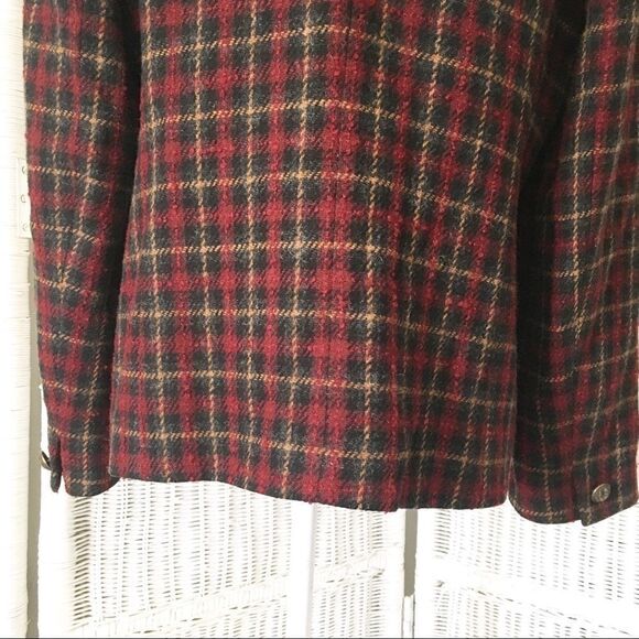 Vintage C&W Black Red Tweed Plaid Wool Preppy Blazer 12 - Picture 3 of 14